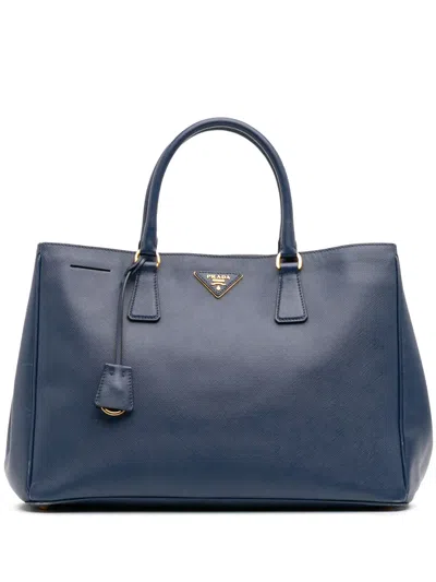 Pre-owned Prada 2000-2025 Large Saffiano Lux Galleria Tote Satchel In Blue