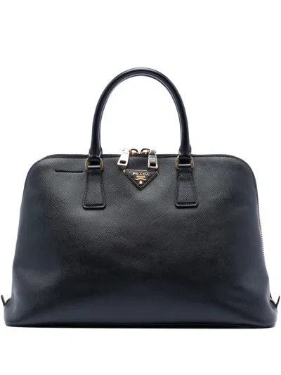 Pre-owned Prada 2000-2025 Large Saffiano Lux Promenade Satchel In Black