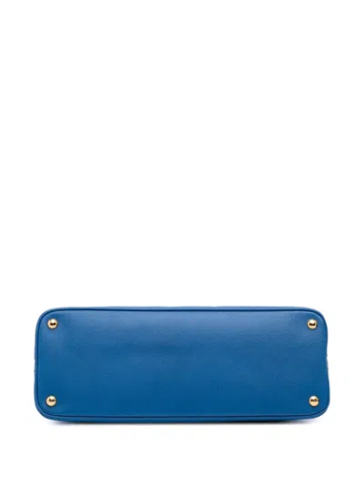 Pre-owned Prada 2000-2025 Large Saffiano Lux Promenade Satchel In Blue