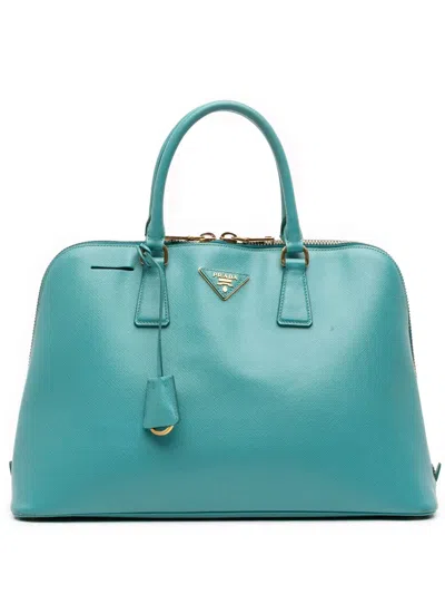 Pre-owned Prada 2000-2025 Large Saffiano Lux Promenade Satchel In Blue