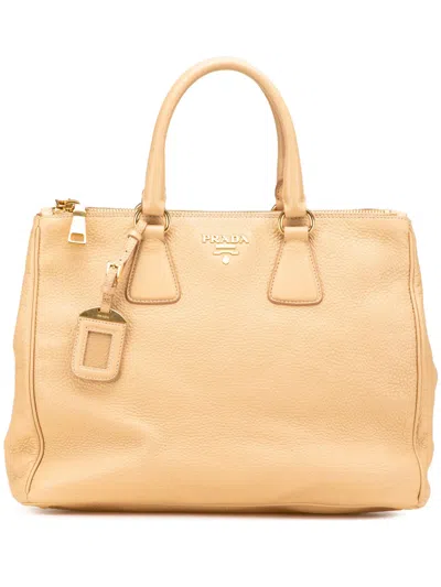 Pre-owned Prada 2000-2025 Large Vitello Daino Double Zip Tote Satchel
