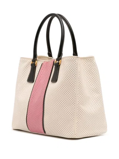 Pre-owned Prada 2000-2025 Medium Saffiano Fori Perforated Galleria Tote Bag In Pink