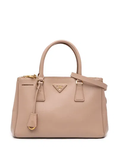 Pre-owned Prada 2000-2025 Medium Saffiano Lux Galleria Double Zip Satchel In Brown