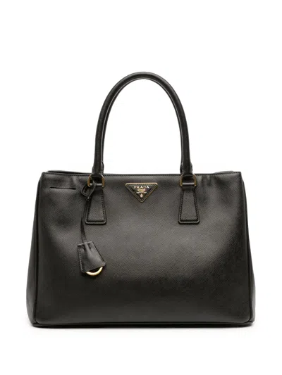 Pre-owned Prada 2000-2025 Medium Saffiano Lux Galleria Satchel In Black
