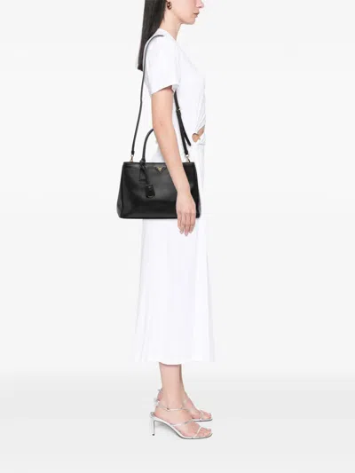 Pre-owned Prada 2000-2025 Medium Saffiano Lux Galleria Satchel In Black