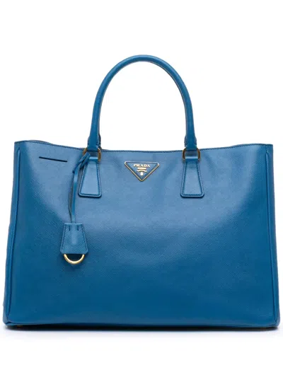 Pre-owned Prada 2000-2025 Medium Saffiano Lux Galleria Satchel In Blue