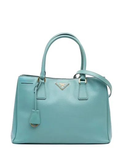 Pre-owned Prada 2000-2025 Medium Saffiano Lux Galleria Satchel In Blue
