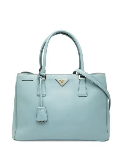 Pre-owned Prada 2000-2025 Medium Saffiano Lux Galleria Satchel In Blue