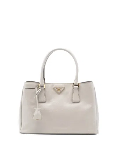 Pre-owned Prada 2000-2025 Medium Saffiano Lux Galleria Satchel In Gray