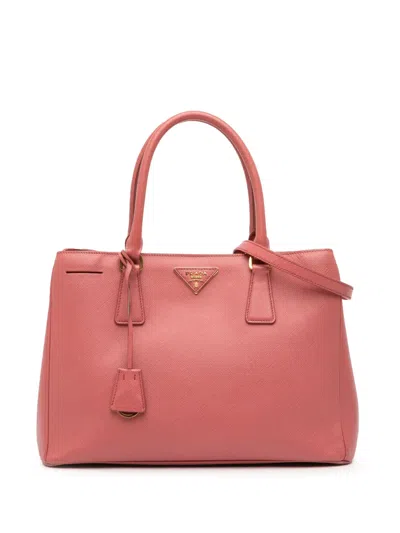 Pre-owned Prada 2000-2025 Medium Saffiano Lux Galleria Satchel In Pink