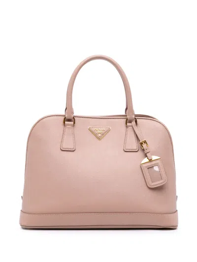 Pre-owned Prada 2000-2025 Medium Saffiano Lux Open Promenade Satchel In Brown