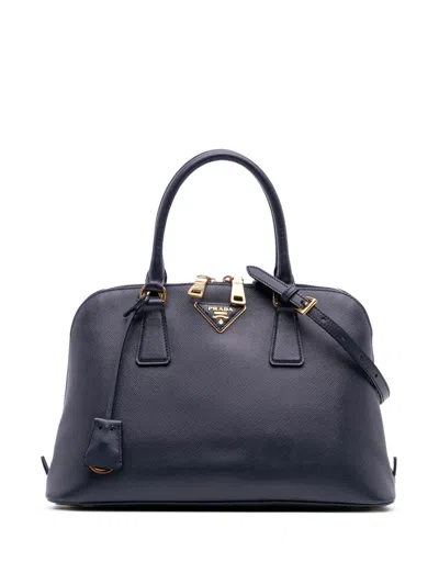 Pre-owned Prada 2000-2025 Medium Saffiano Lux Promenade Satchel In Blue
