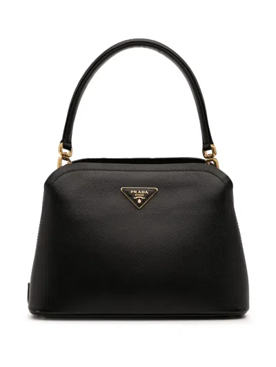 Pre-owned Prada 2000-2025 Medium Saffiano Matinee Satchel In Black