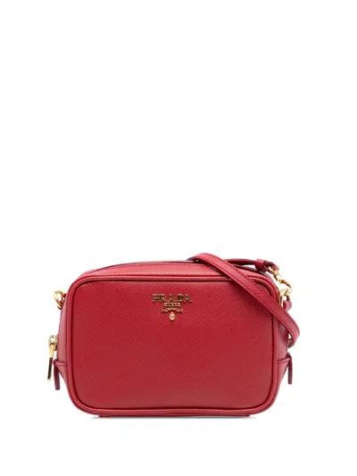 Pre-owned Prada 2000-2025 Mini Saffiano Camera Bag Crossbody Bag In Red
