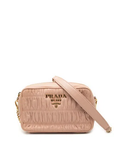 Pre-owned Prada 2000-2025 Nappa Gaufre Camera Bag Crossbody Bag In Brown