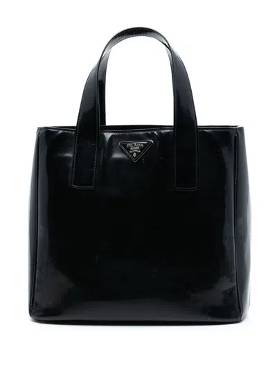 Pre-owned Prada 2000-2025 Patent Tote Bag In Black