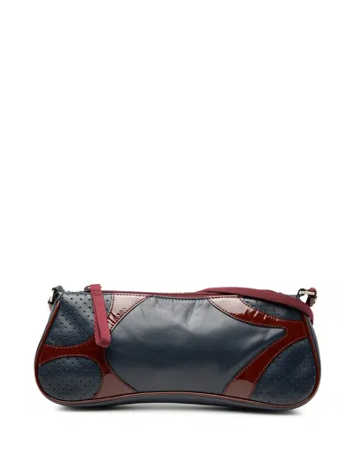 Pre-owned Prada 2000-2025 Patent Trimmed Vitello Drive Crossbody Bag In Blue