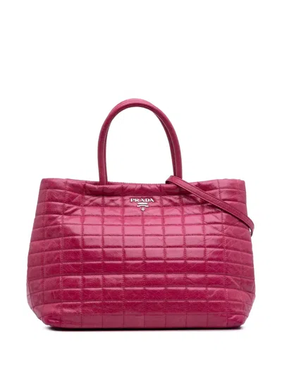 Pre-owned Prada 2000-2025 Quilted Nappa Satchel In Pink