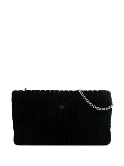 Pre-owned Prada 2000-2025 Ricamo Velluto Pochette Crossbody Bag In Black