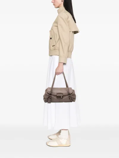 Pre-owned Prada 2000-2025 Royal Calf Pushlock Shoulder Bag In Brown