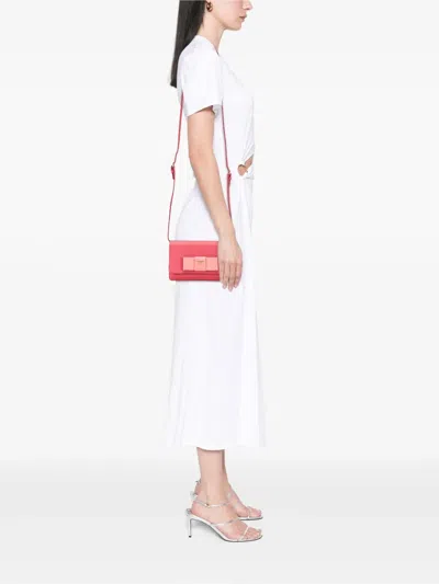 Pre-owned Prada 2000-2025 Saffiano Lux Bow Wallet On Strap Crossbody Bag In Pink