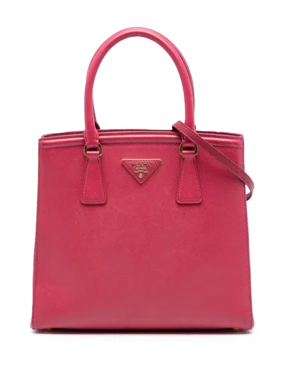 Pre-owned Prada 2000-2025 Saffiano Lux Parabole Satchel In Pink