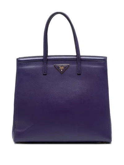 Pre-owned Prada 2000-2025 Saffiano Lux Satchel In Purple