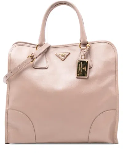 Pre-owned Prada 2000-2025 Saffiano Lux Shopping Tote Satchel In Pink