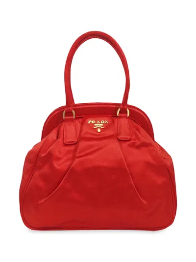 Pre-owned Prada 2000-2025 Satin Frame Handbag In Red
