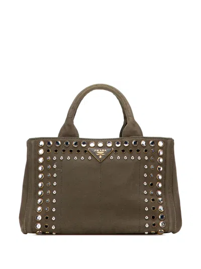 Pre-owned Prada 2000-2025 Small Canvas Canapa Bijoux Satchel In Brown
