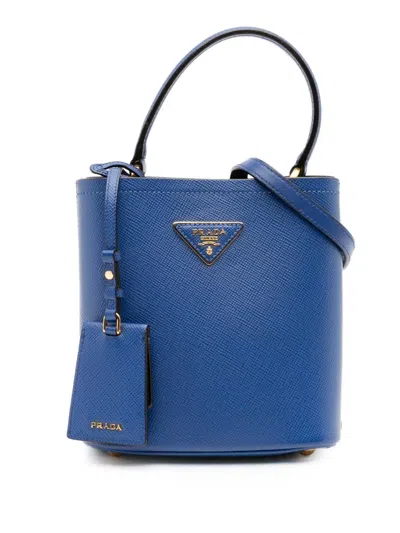 Pre-owned Prada 2000-2025 Small Saffiano Cuir Panier Satchel In Blue