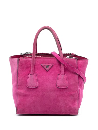 Pre-owned Prada 2000-2025 Small Scamosciato Twin Pocket Satchel In Pink