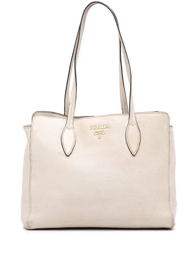 Pre-owned Prada 2000-2025 Small Vitello Phenix Tote Bag In White