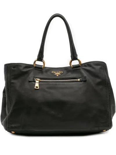 Pre-owned Prada 2000-2025 Soft Calf Satchel In Black