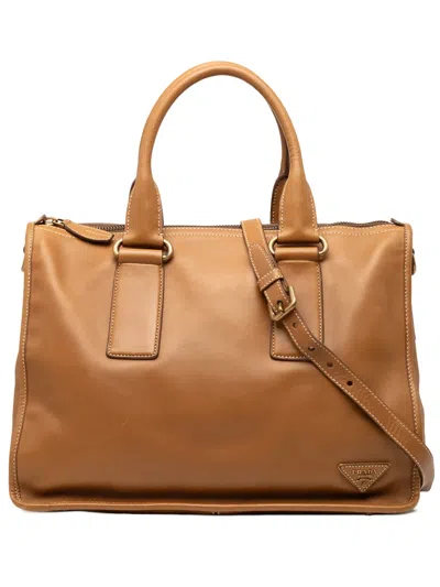 Pre-owned Prada 2000-2025 Soft Calf Satchel In Brown