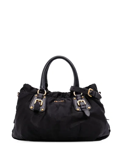 Pre-owned Prada 2000-2025 Tessuto Canapa Logo Satchel In Black