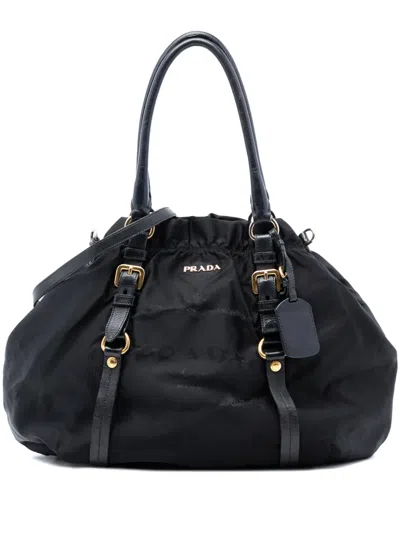 Pre-owned Prada 2000-2025 Tessuto Canapa Logo Satchel In Black