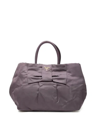 Pre-owned Prada 2000-2025 Tessuto Fiocco Tote Bag In Purple