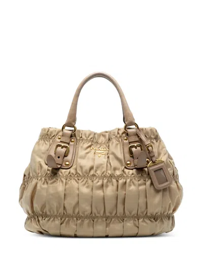 Pre-owned Prada 2000-2025 Tessuto Gaufre Satchel In Brown