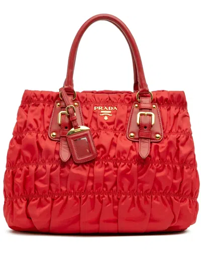 Pre-owned Prada 2000-2025 Tessuto Gaufre Satchel In Red