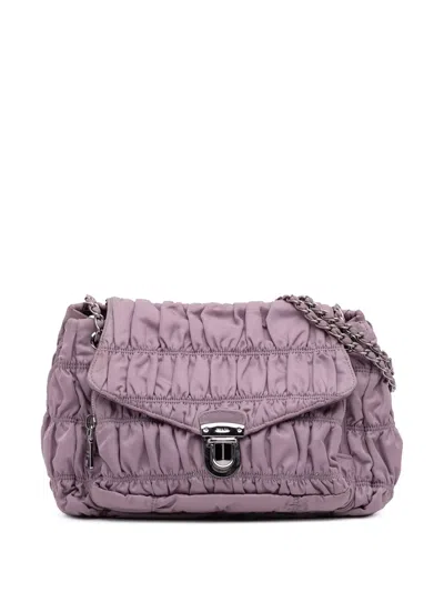 Pre-owned Prada 2000-2025 Tessuto Gaufre Shoulder Bag In Purple