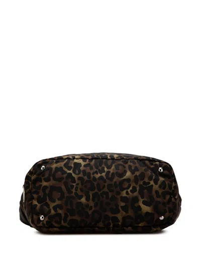 Pre-owned Prada 2000-2025 Tessuto Leopard Print Reversible Satchel