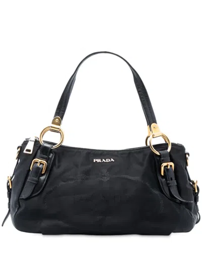 Pre-owned Prada 2000-2025 Tessuto Logo Satchel In Black