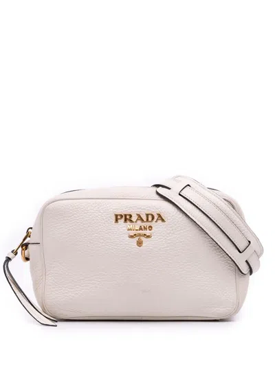 Pre-owned Prada 2000-2025 Vitello Daino Camera Bag Crossbody Bag In White