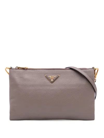 Pre-owned Prada 2000-2025 Vitello Daino Crossbody Bag In Brown