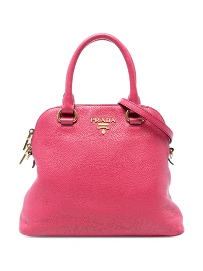 Pre-owned Prada 2000-2025 Vitello Daino Dome Satchel In Pink