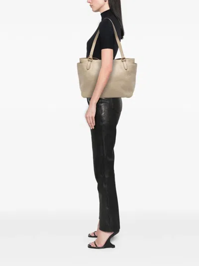 Pre-owned Prada 2000-2025 Vitello Daino Double Pocket Tote Bag In Brown