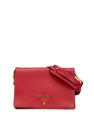 Pre-owned Prada 2000-2025 Vitello Daino Flap Crossbody Bag In Red