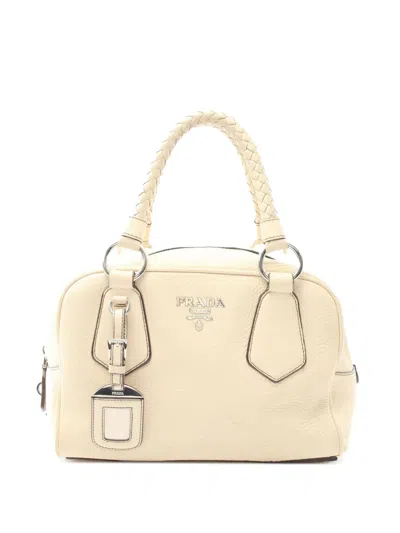 Pre-owned Prada 2000-2025 Vitello Daino Handbag In White