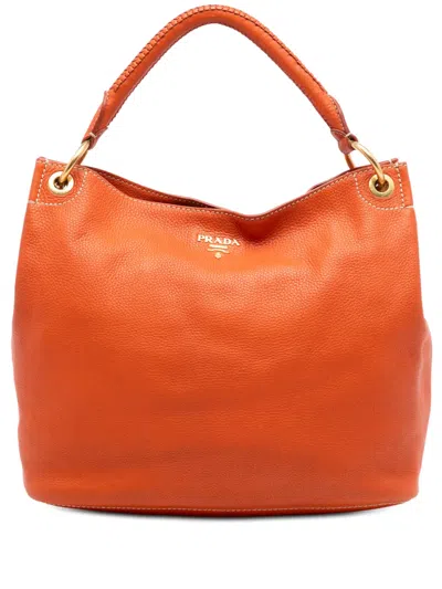 Pre-owned Prada 2000-2025 Vitello Daino Hobo Bag In Orange